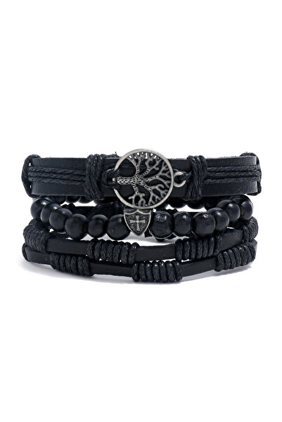 Choice16 8 4Ps/ Set Leather Bracelets for Men Braided Wrap Vintage Life Tree ...