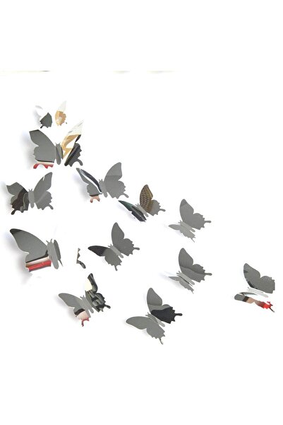 Choice Silver 12Pcs/lot 3D Butterfly Mirror Wall Sticker Decal Wall Art Remov...