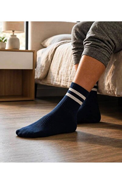 Eser Çorap Kadın 6 Çift Unisex Pamuklu Sporcu Çorabı Standart Beden Siyah Günlük Ve Spor Kullanım