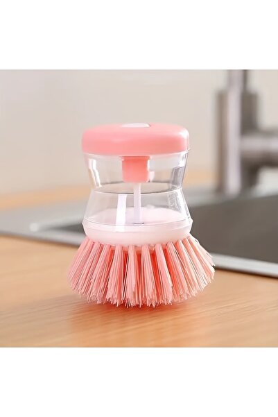 choice2 Pink 1Pc Press-Type Liquid Dishwashing Brush - Kitchen Pot Cleaning B...