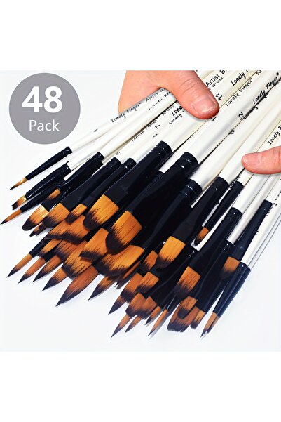 Choice1 48pcs White 12/48pcs Premium Artist Paint Brushes Set Include Round/F...