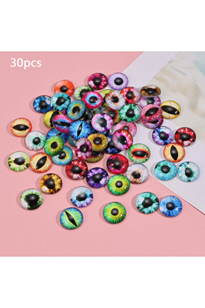 Choice random 30pcs 6mm 6/8/12/16mm Doll Eyes Cat Eyes Glass Eyes Round Caboc...