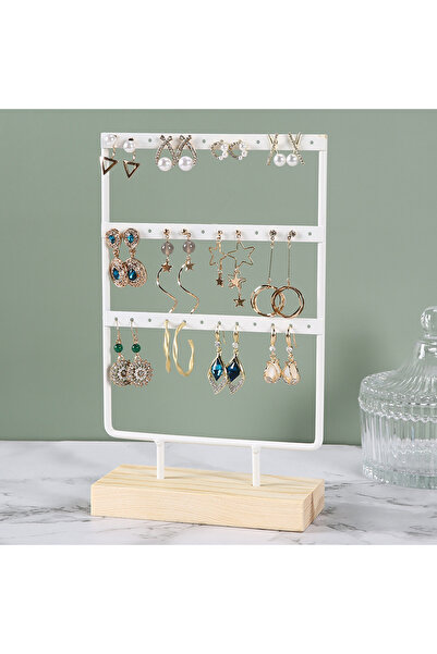 Choice White 25cm 3-Tiers 72 Holes Earring Display Holder,Metal 3 Layers Jewe...
