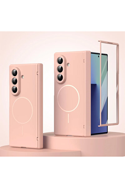 Choice1 Galaxy Z Fold6 Pink Hinge Protective Magnetic Shockproof Phone Case f...