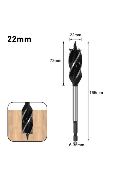 Choice12 22mm 10-35mm Woodworking Twist Drill Bit Set Long Four-slot Four-bla...
