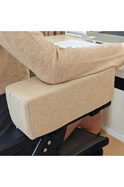 Choice5 2pc Beige 1pc Cotton Linen Foam Elbow Pillow Chair Armrest Pads Suppo...