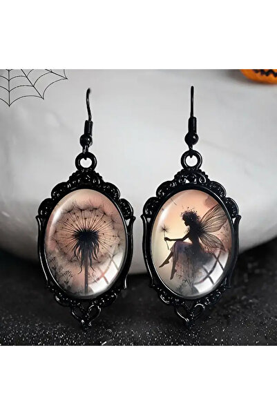 Choice 1 Black Dandelion Elf Fairy Asymmetric Earrings For Women Gothic Oval ...