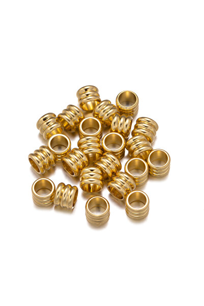 Choice5 Hole 4mm Gold 20pcs Stainless Steel Beads Grooved Column Beads Tube S...
