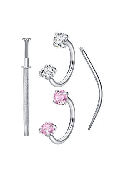 Choice4 C-shaped and spiral body 18G 1.0x8mm Nose Rings & Studs A 4pcs Funky ...