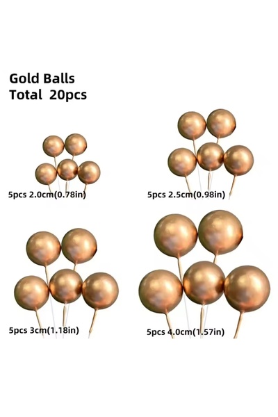 Choice23 20PCS Gold 20 Pcs Ball Cake Topper Decorations Mini Balloons Cake To...