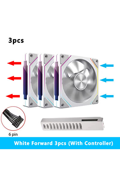 Choice9 مروحة كمبيوتر 6 دبابيس RGB بيضاء أخرى، 3 قطع، بريزم 5 برو 120 مم، مرا...
