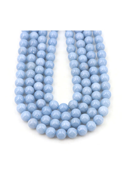 Choice 8mm 45 to 48pcs Blue Angelite Fine AAA+ Natural Blue Angelite Round St...
