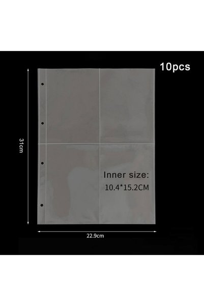 Choice9 4Holes-4pocket 10pcs A4 Transparent Album Binder Photocards Holder In...