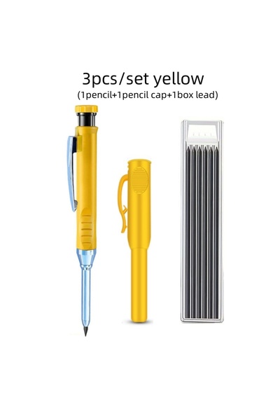 Choice yeliow set 3pcs/set Solid Mechanical Carpenter Pencils With Pencil Cap...