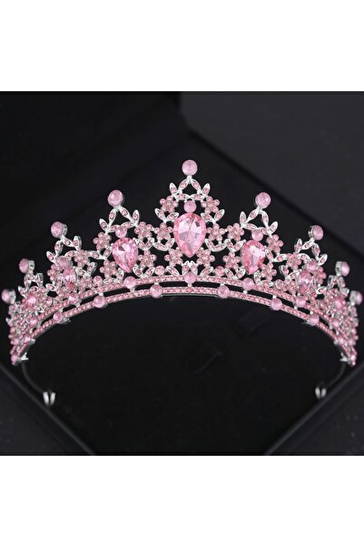 Choice28 Pink Luxury Elegant AB Crystal Crown Hair Accessories Tiara For Wome...