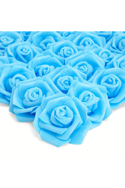 Choice24 50Pcs Blue 30/50Pcs Artificial Bridal Bouquet Foam Rose Flower Head ...