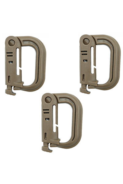 Choice7 TAN-3pcs Tactical D Locking Ring Buckle Outdoor MOLLE Carabiner Plast...
