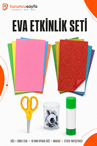 everart Etkinlik Seti (düz Simli Yapışkanlı Eva 10 Mm Siyah Oynar Göz Makas S...