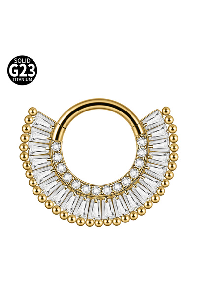 Choice10 1PC Style 8 gold 1pc G23 Titanium Split Ring with Multi Slanted Marq...