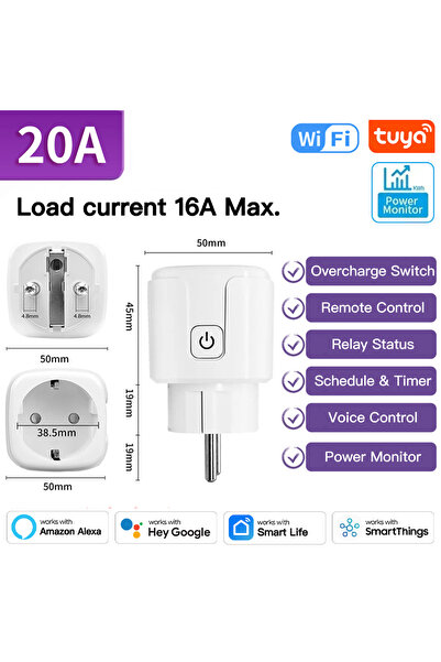 Choice5 Power Monitor 20A WIFI TNCE Tuya Smart Plug WiFi/Zigbee3.0 Socket 16A...