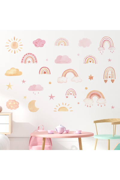 Choice BR63986 3pcs/lot Boho Colorful Rainbow Sun Wall Stickers for Kids Room...