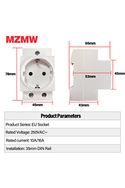 Choice EU Socket MZMW EU 35mm Modular Din Rail Power Socket Plug 10A 16A 250V...