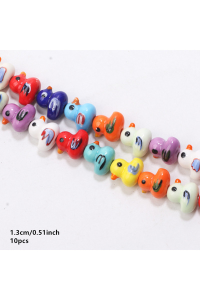 Choice15 C07268 10Pcs Kawaii Ceramic Beads Sea Animal Fish Duck Heart Flowers...