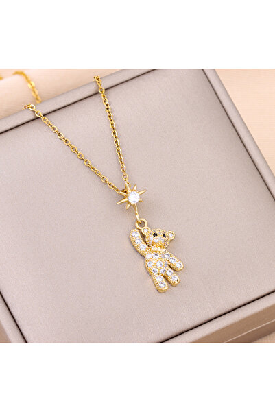Choice 8024 Trendy 18K Gold Plated Zircon Crystal Pendant Stainless Steel Nec...