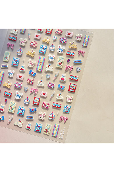 Choice 1pcs Cute Graffiti Nails Sticker 3D Simple Cat Claw Rabbit Bear Dog Fl...