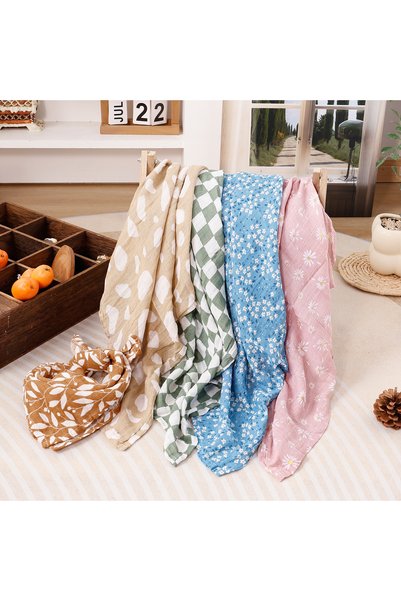 Choice10 60X60cm KB010-SF05 Elinfant 5pcs Gift Set Bamboo Cotton Muslin Bib B...