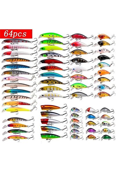 Choice 64pcs Fishing Lure Set Fishing Hard Bait Mini Minnow Floating Swing Cr...
