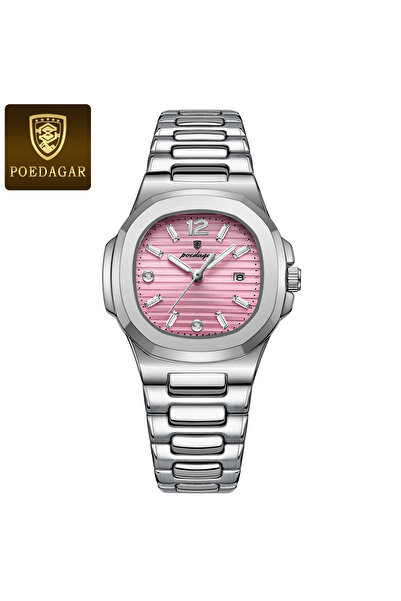 Choice5 708 Silver Pink Top Fashion Square Wristwatch For Woman Luminous Wate...