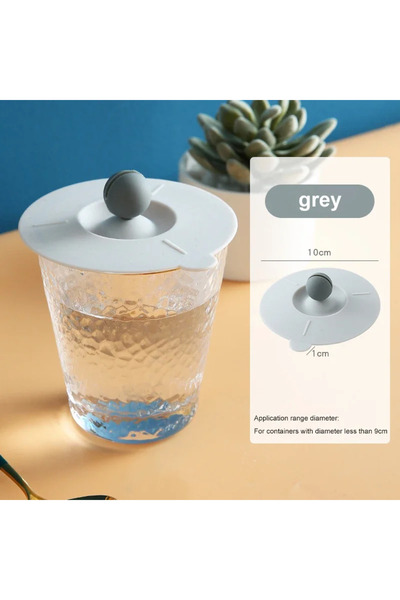 Choice grey Cup Cover Multi Purpose Silicone Cup Lid with Stirring Spoon Hold...