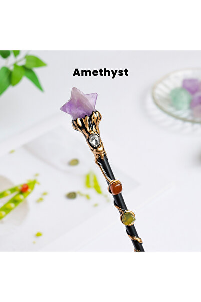 Choice20 Amethyst star 1PC Amethyst Rolling Stone Magic Scepter Natural Stone...