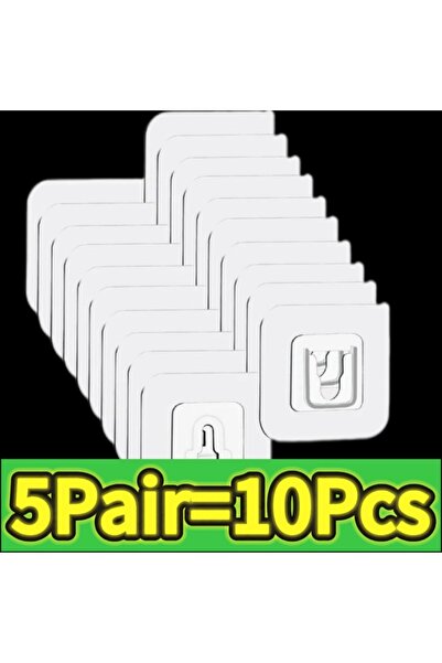Choice5 5Pairs-(10PCS) 10-200 Double-Sided Hooks Strong Adhesive Transparent ...
