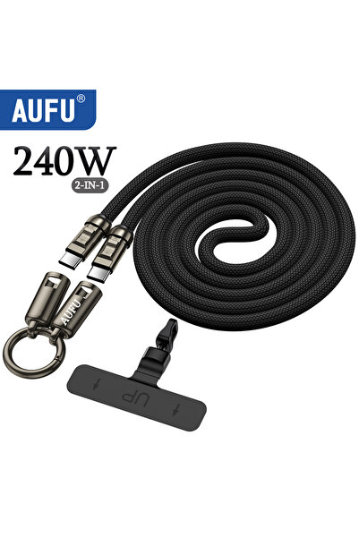 choice2 1.2m Black AUFU 240W Type-C To Type-C PD3.1 5A Fast Charging Cable 2I...