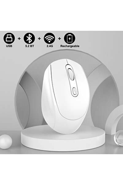 Choice ماوس لاسلكي قابل لإعادة الشحن ومتوافق مع البلوتوث 2.4 جيجاهرتز مع ماوس...