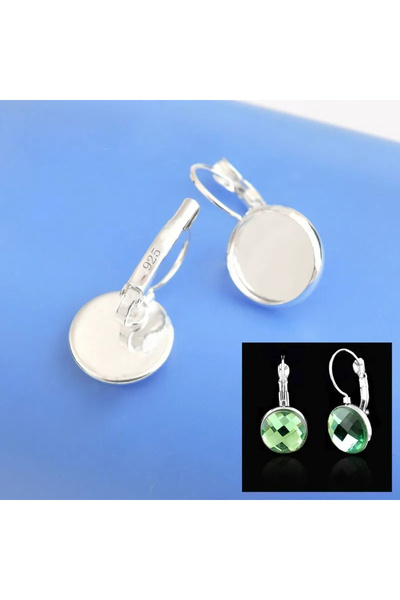Choice 10MM 50PCS 925 Sterling Silver Color Jewelry Finding 12MM Cabochon Cam...