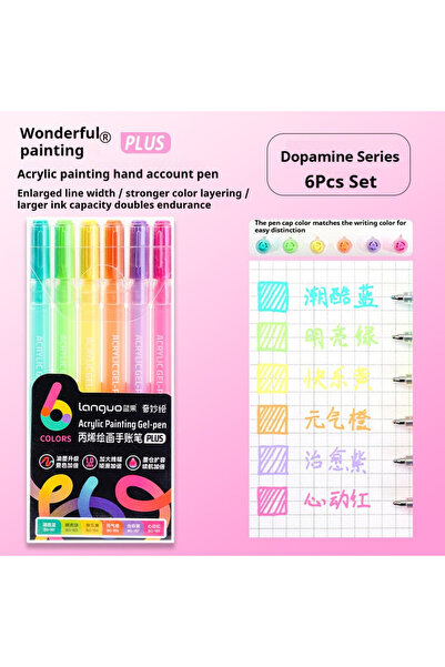 Choice7 Dopamine LANGUO 90/6 Colors Acrylic Painting Gel Pen 1.0mm Painting D...