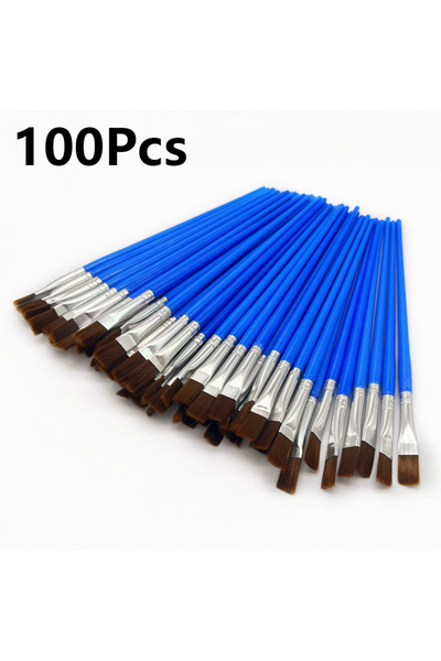 Choice4 C 100Pcs DIY Paint Brush Set 10/50/100Pcs Nylon Hair Flat/Tip Brushes...