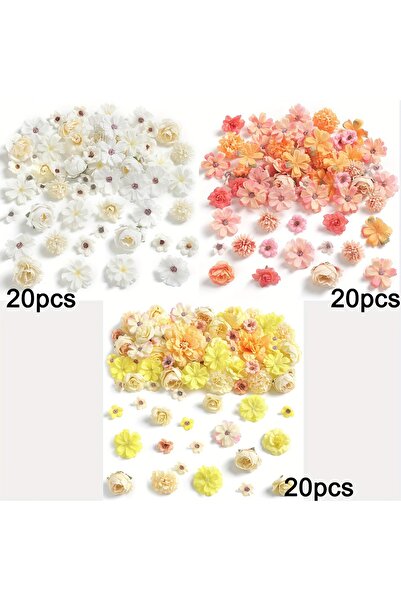 Choice3 MIX 7 60Pcs Artificial Flowers Head Silk Rose Fake Flowers Home Decor...