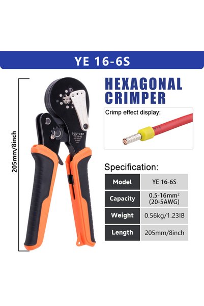 Choice15 YE 16-6S Pin Tube Terminal Crimping Pliers Sets Manual Portable Cold...