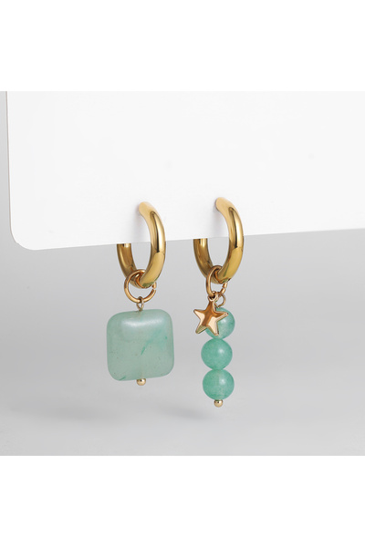 Choice4 22212 3 Bohemian Handmade Natural Stone Beads Hoop Earrings for Women...