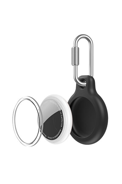 Choice5 Black For Airtag Case With Secure Carabiner Clip PC Shell Holder Shoc...