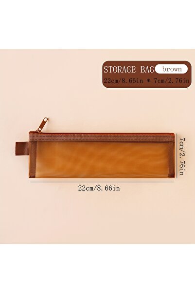 Choice Brown Transparent Mesh Zipper Bags, Portable Cosmetic Bags for Station...