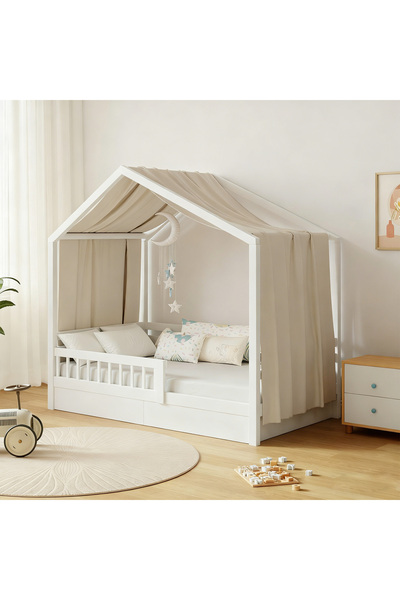 Choice25 135x350cm 1pcs Beige Bunk Bed Canopy 1/2-Piece Muslin Bunk Bed Canop...