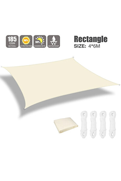 Choice 4x6m Beige Sun Shade Sail Rectangle Square Triangle Canopy Awning Clot...