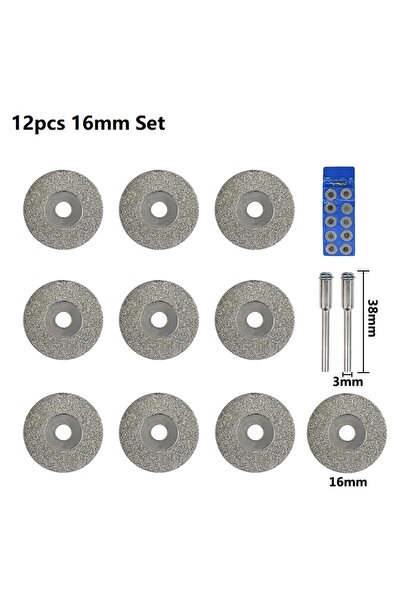 Choice6 12pcs 16mm Set 12pcs 16-60mm Mini Diamond Cutting Disc With Mandrel C...