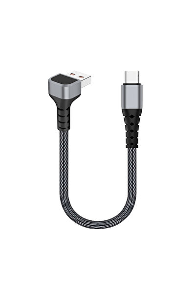 Choice4 0.15m Black UD A-C Short USB A to USB C Braided Cable,90 Degree Right...