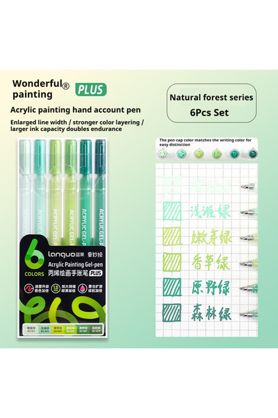 Choice11 Natural Forest LANGUO 90/6 Colors Acrylic Painting Gel Pen 1.0mm Pai...